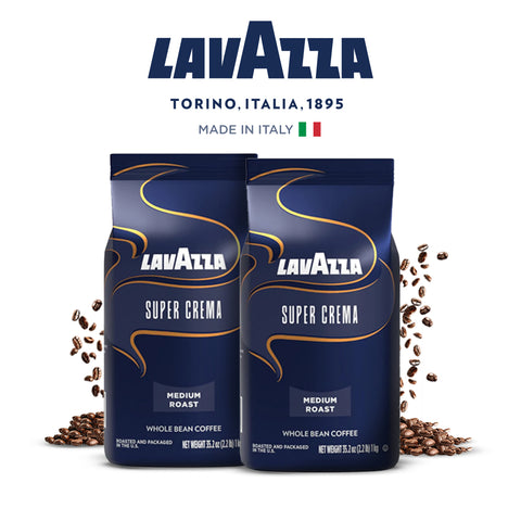 Lavazza Whole Bean Coffee- Super Crema 1kg, Italy (Pack of 2)