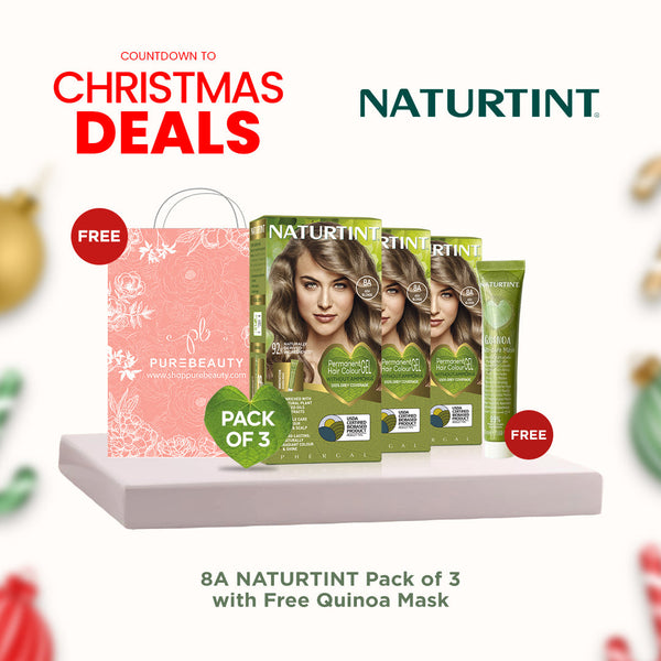 Naturtint Hair Color 8A Pack of 3 - FREE Naturtint Hair Food Quinoa 30ml