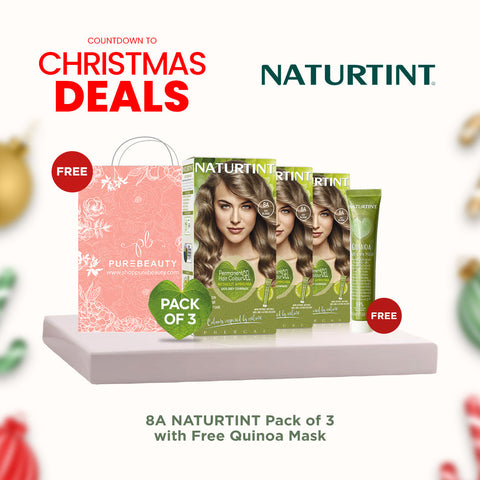 Naturtint Hair Color 8A Pack of 3 - FREE Naturtint Hair Food Quinoa 30ml