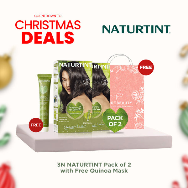 Naturtint Hair Color 3N Pack of 2 - FREE Naturtint Hair Food Quinoa 30ml