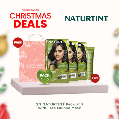 Naturtint Hair Color 2N Pack of 3 - FREE Naturtint Hair Food Quinoa 30ml