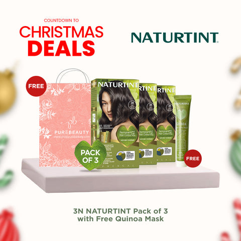 Naturtint Hair Color 3N Pack of 3 - FREE Naturtint Hair Food Quinoa 30ml