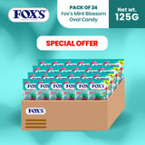 Fox's Candy Crystal Clear Mint Blossom Oval Flowrap Candy 125g Pack of 24