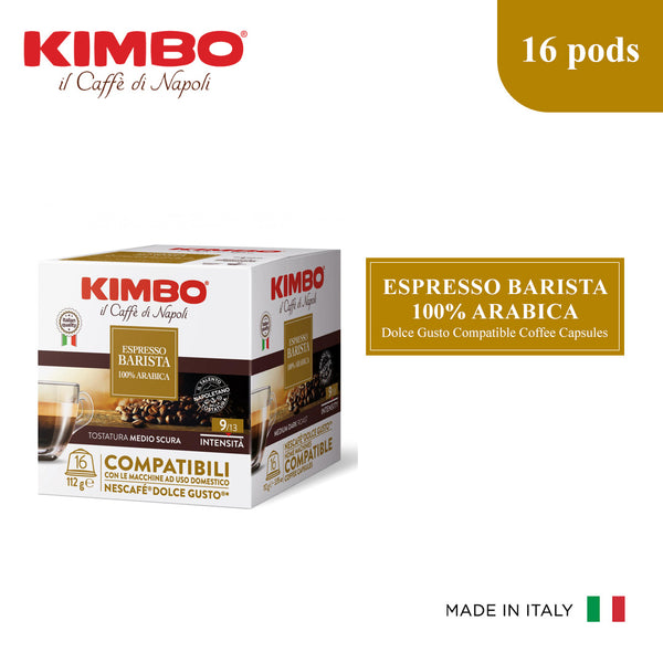 Kimbo Dolce Gusto Compatible Coffee Capsules- 100% Arabica 16 pods, Italy