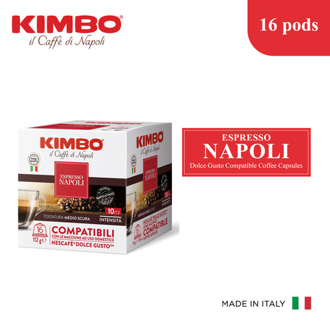 Kimbo Dolce Gusto Compatible Coffee Capsules- Napoli 16 pods, Italy