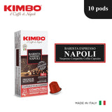 Kimbo Nespresso Compatible Coffee Capsules- Espresso Napoli 10 pods, Italy