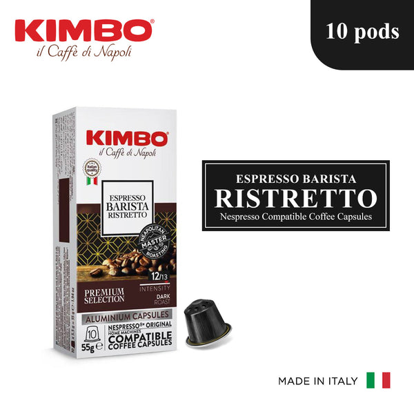 Kimbo Nespresso Compatible Coffee Capsules- Espresso Barista Ristretto 10 pods, Italy