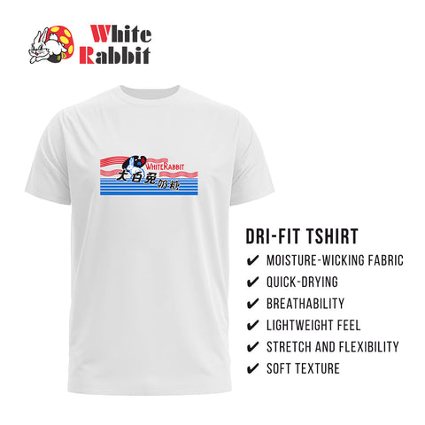 Limited Edition Dri-Fit White Rabbit T-Shirt Stripes – Unisex, Quick-Dry Sports & Casual Wear