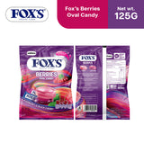 Fox's Candy Crystal Clear Berries Oval Flowrap Candy 125g - Pack of 24