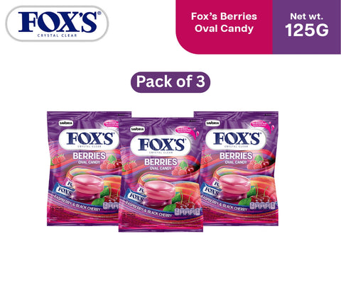 Fox's Berries Oval Flowrap Candy 125g - Pack of 3