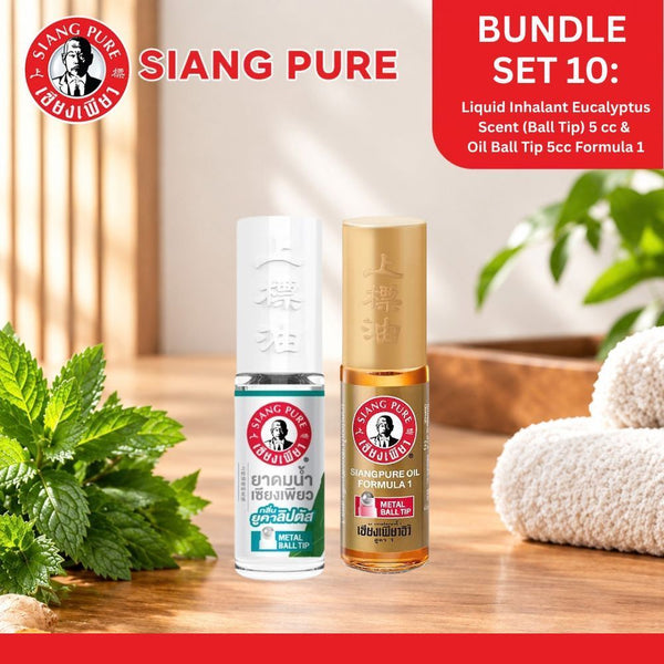 Siang Pure Bundle 10:Liquid Inhalant Eucalyptus Scent (Ball Tip) 5cc & Oil Ball Tip 5cc Formula 1