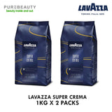 Lavazza Whole Bean Coffee- Super Crema 1kg, Italy (Pack of 2)